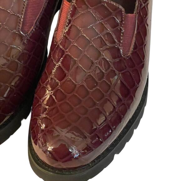 David Tate Burgundy Leather Alligator Print Loafers Size 8SS - Picture 4 of 11